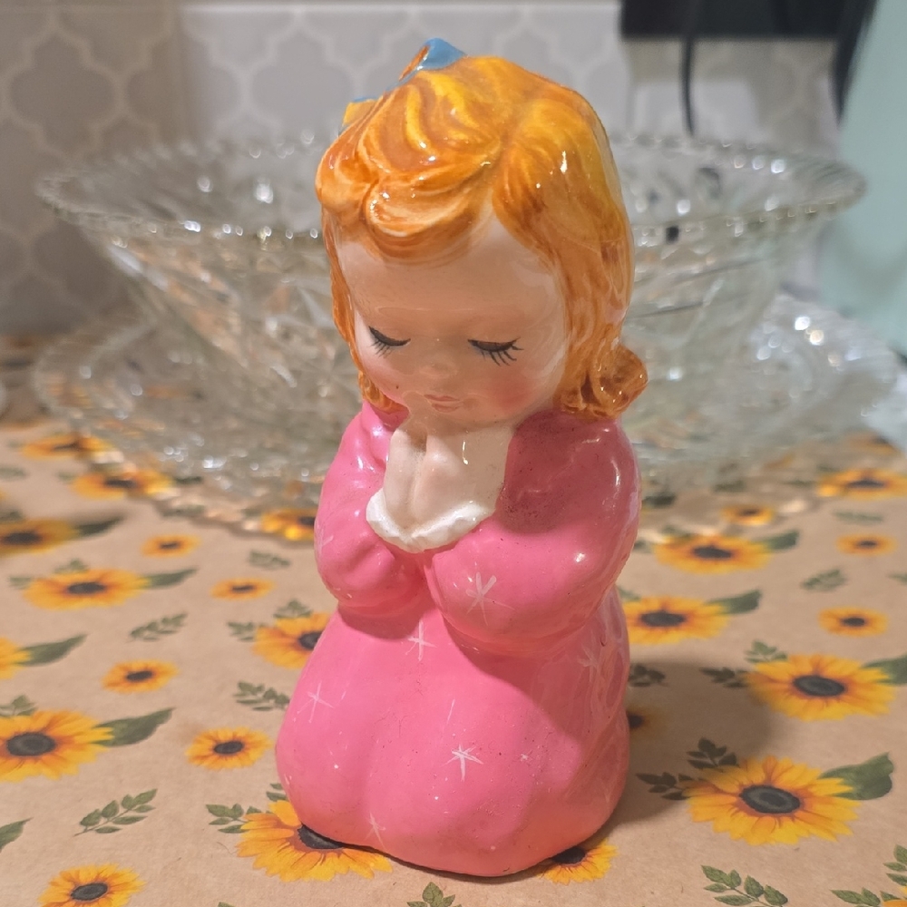 Vintage Pink Praying Figurine